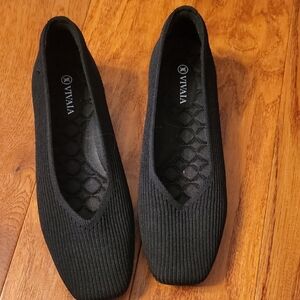 Vivaia Square Toe Black Flats